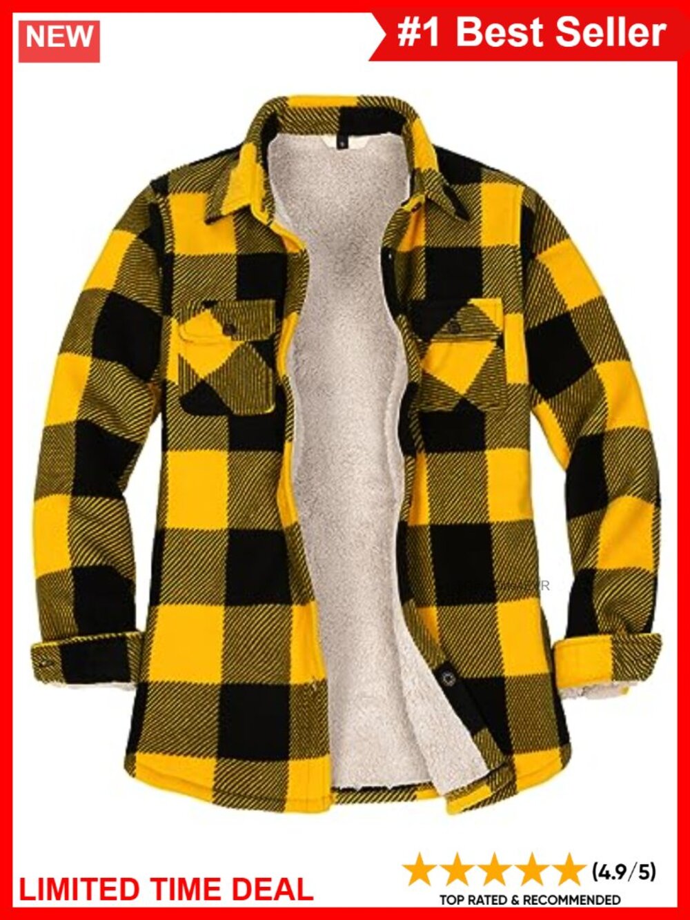 Sherpa Lined Button Up Plaid Shacket with Pockets